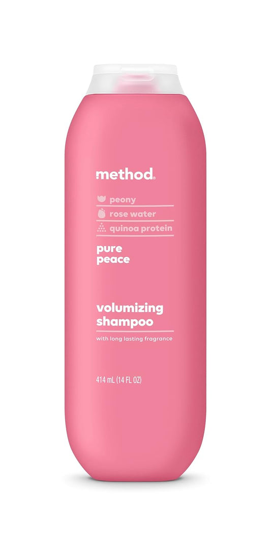 Method Volumizing Shampoo, Pure Peace with Rose, Peony, and Pink Sea Salt Scent Notes, Paraben and Sulfate Free, 14 oz (Pack of 1)