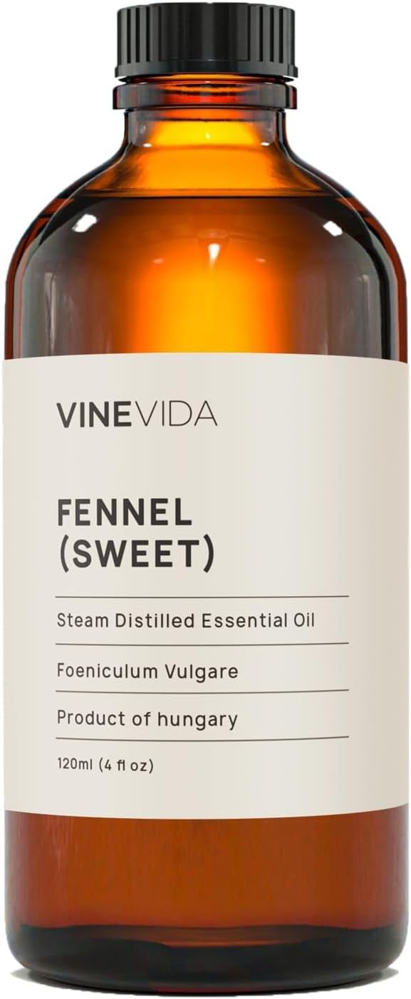 VINEVIDA Fennel Essential Oil 4 oz - Pure, Undiluted Fennel Oil for DIY Candle Scents and Soap Making - Safe for Skin