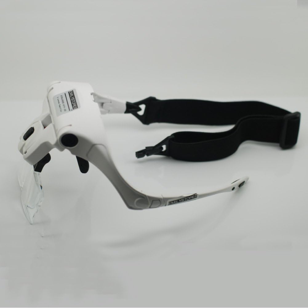 LED Light Glasses Helmet Magnifier for Eyelash Extensions Glasses Nail Art Tattoo with 5 Lenses Magnifier (1.0X 1.5X 2.0X 2.5X 3.5X)