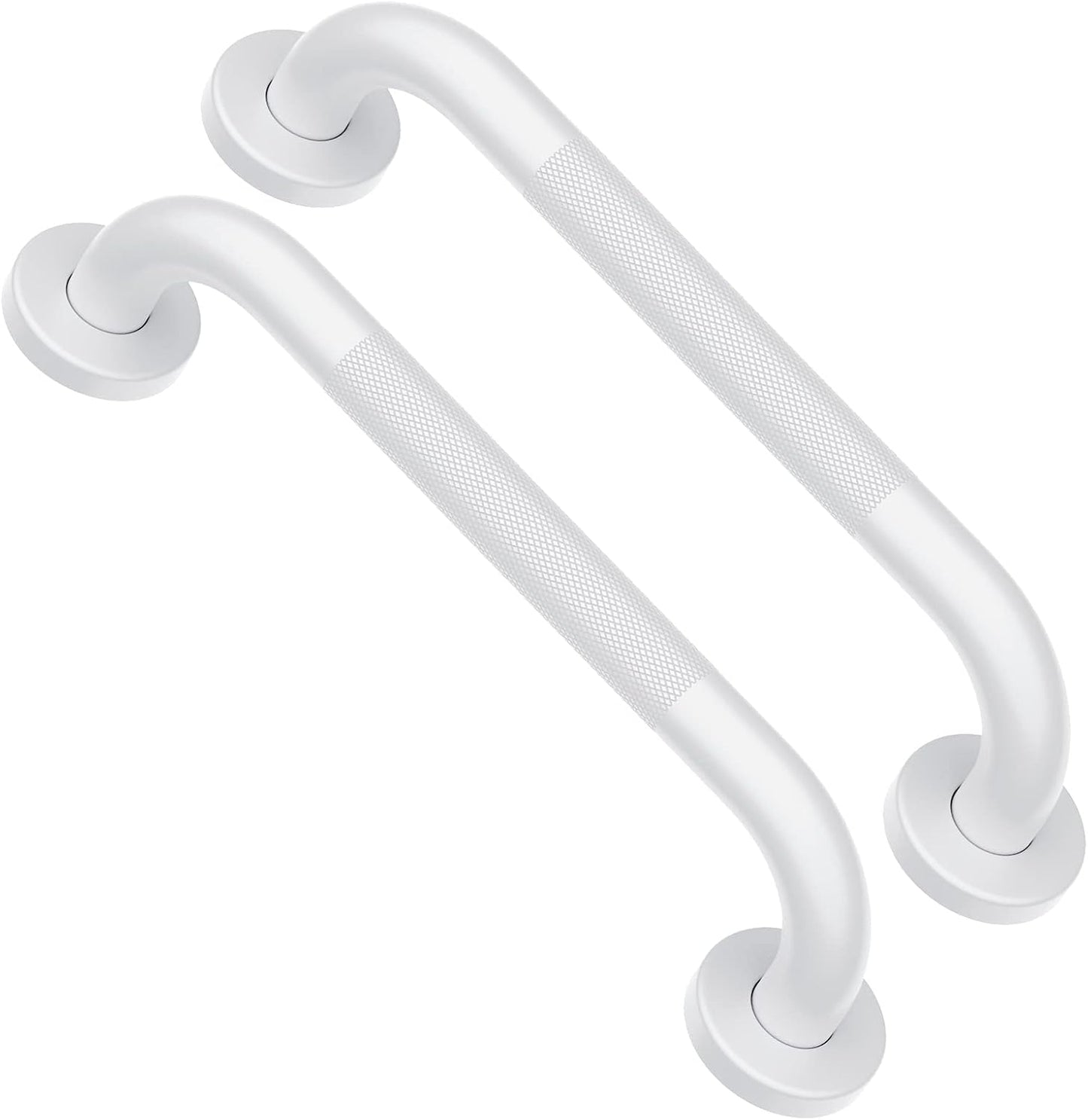 2 Pack 12 Inch Oil Rubbed White Shower Grab Bars w/Anti-Slip knurled Grip, iMomwee Stainless Steel Wall Mount Bathroom Safety Balance Handrail, Handicap Elderly Senior Assist Textured Grab Bar Handle