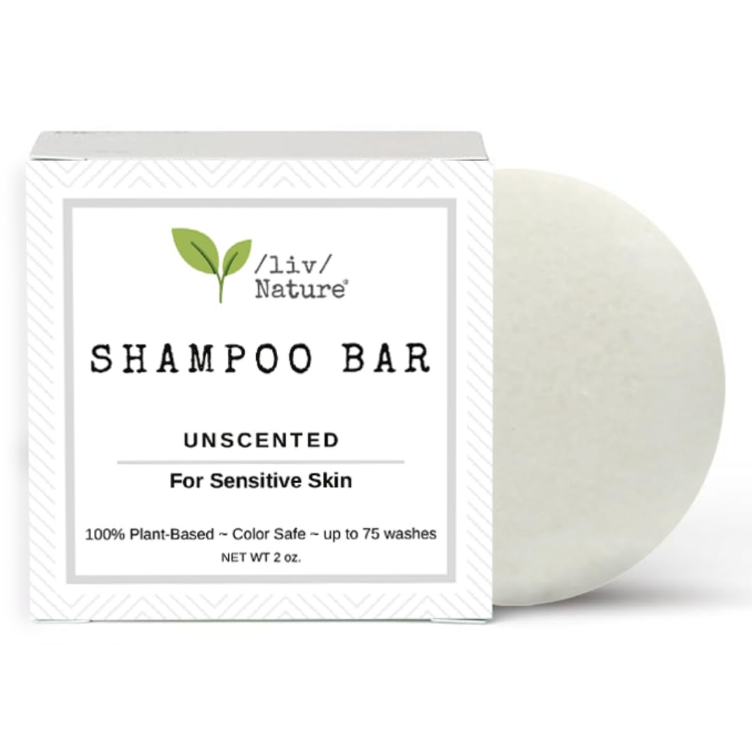 Fragrance Free Shampoo Bar | Clean Non Toxic Shampoos | Hypoallergenic | Gentle, Safe for Sensitive Skin, Psoriasis | Unscented | Travel | Handmade in USA 1-pk