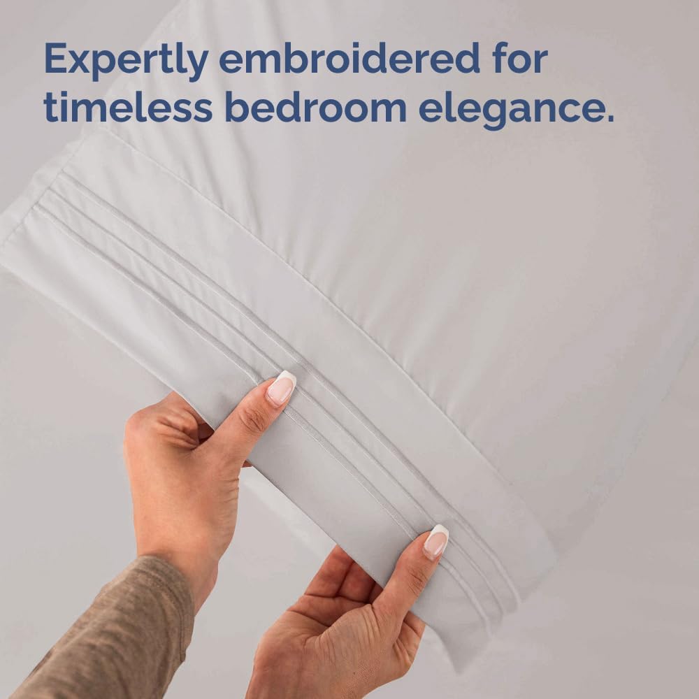 King Pillow Cases Set of 4 - Ultra Soft Hotel Quality Pillowcase Covers - Comfy, Cozy & Wrinkle Free - Shrinkage, Stain & Fade Resistant - Machine Washable Pillow Protectors - 4 Piece Set - Light Grey