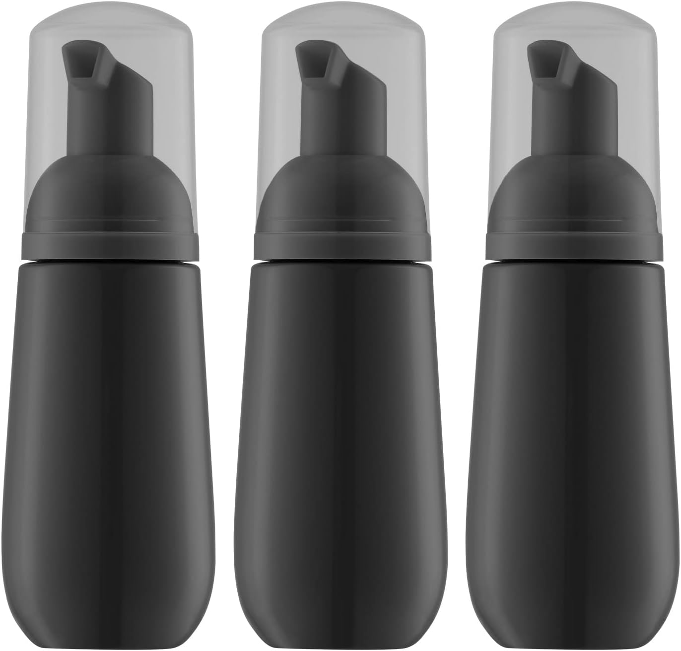 2oz Foam Bottle, Empty Travel Foaming Pump Dispenser for Hand Soap, Lash Cleanser, Shampoo (3PCS, Black)