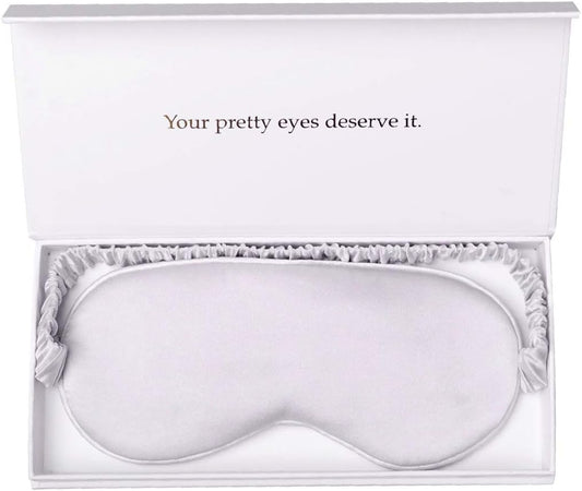 Silk Sleep Mask Light Blocking Luxury 100% Mulberry 19mm Silk Eye Mask Eye Cover Blindfold Ultra Soft Light & Comfy Anti Aging Skin Care with Travel Bag Gift Package