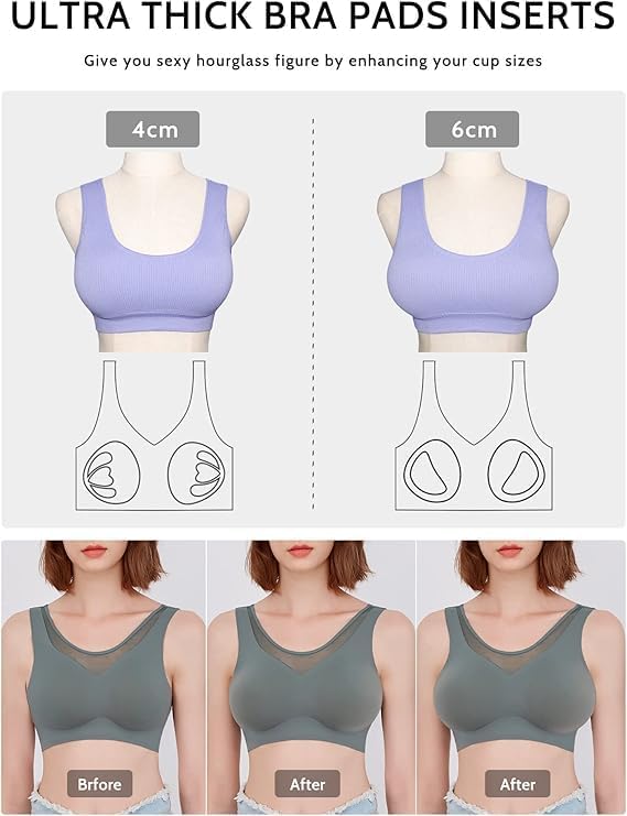 FOOT OF THE TREE Super Thick Bra Pads Inserts 3 Pairs Removable Breast Enhancers Push Up Bra Cups Paddings