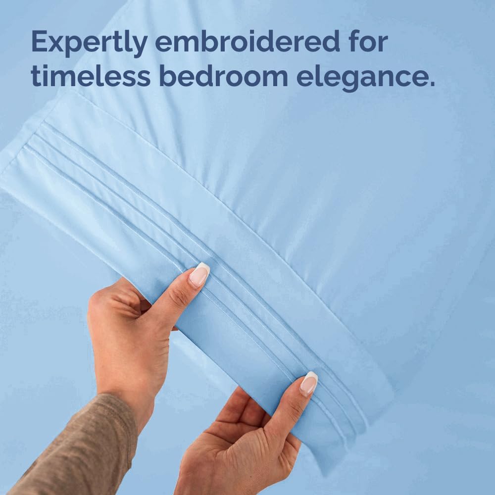Long Pillowcases - Body Pillow Cover - Long Pillow Insert for Sleeping, Side Sleepers - Soft & Breathable Body Pillow Case with Envelope Enclosure - Comfy & Machine Washable - 20" x 54" (Light Blue)
