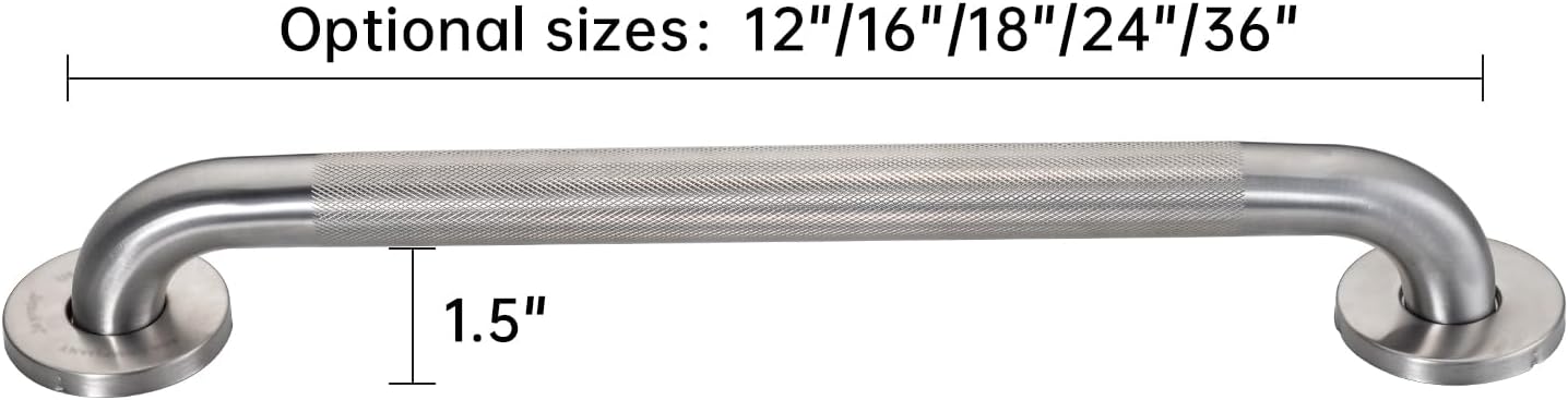 Joyrain 16-inch Bathroom Safety Grab Bar - 500lb Weight Capacity ADA Certified Anti-Slip Handle for Shower/Tub/Toilet, Elderly & Disabled Assist (Knurling, 36 inch)