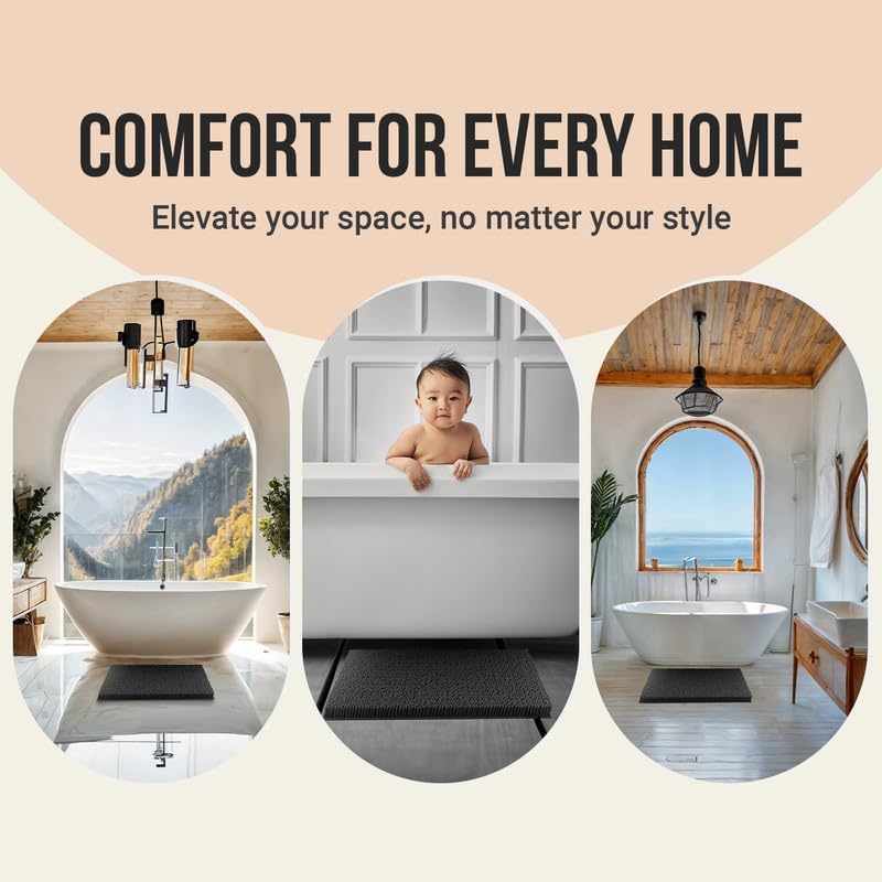 Chenille Bath Mats, Plush Absorbent Bath Mats Quick Dry, Soft & Machine Washable, Non Slip Carpet For Bathroom, Thick Bathroom Rugs, Shower Restroom Rug Mat, Alfombras De Baño, Bathrugs Matts, 22"x14"