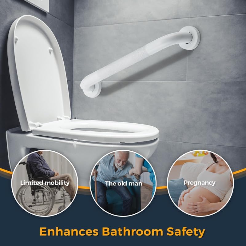 Grab Bars for Shower, 1 Pack 20-Inch Anti Slip Shower Handles for Elderly, Safety Shower Grab Bar, Stainless Steel Handicap Grab Bars for Bathroom (White 1" Diameter)