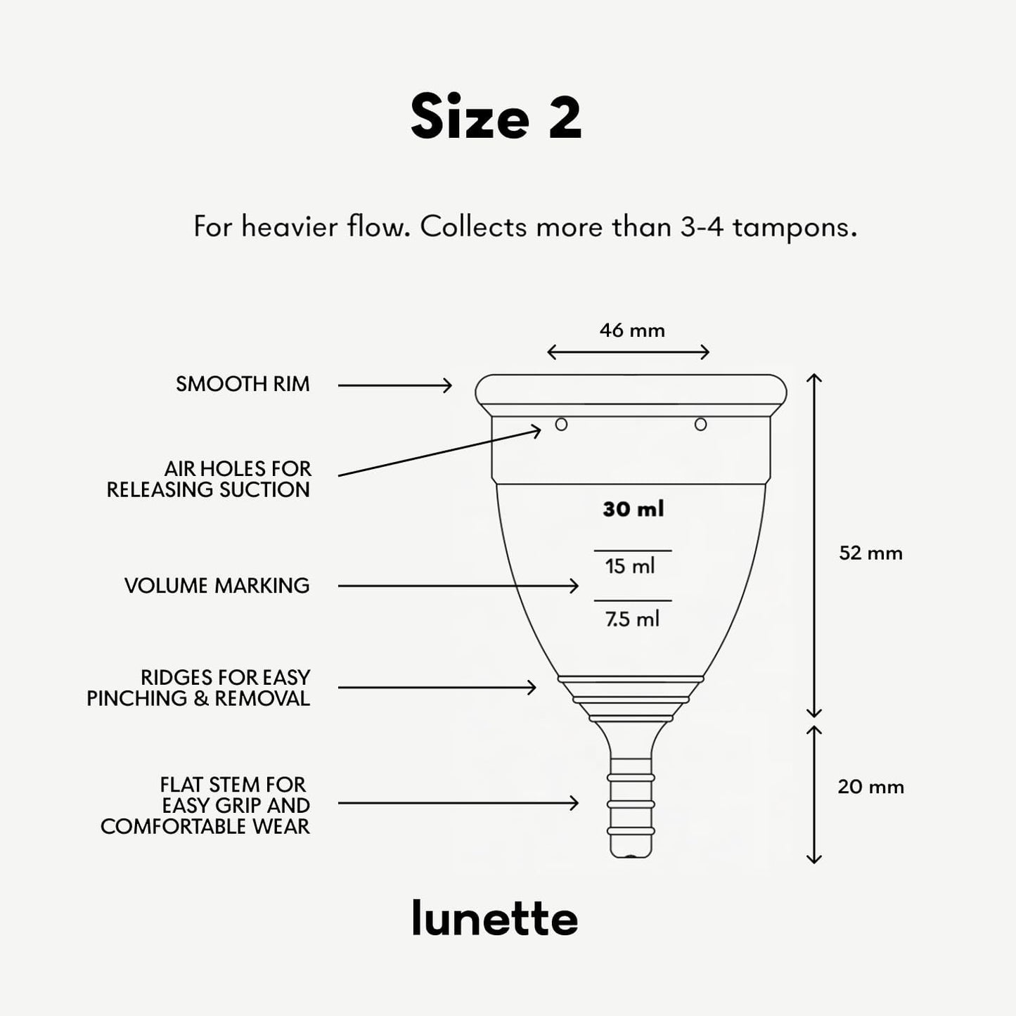 Lunette Menstrual Cup – Best Reusable Period Cup – Wear for 12 Hours and Reuse up to 10 Years, Yellow Size 2 for Moderate to Heavy Flow