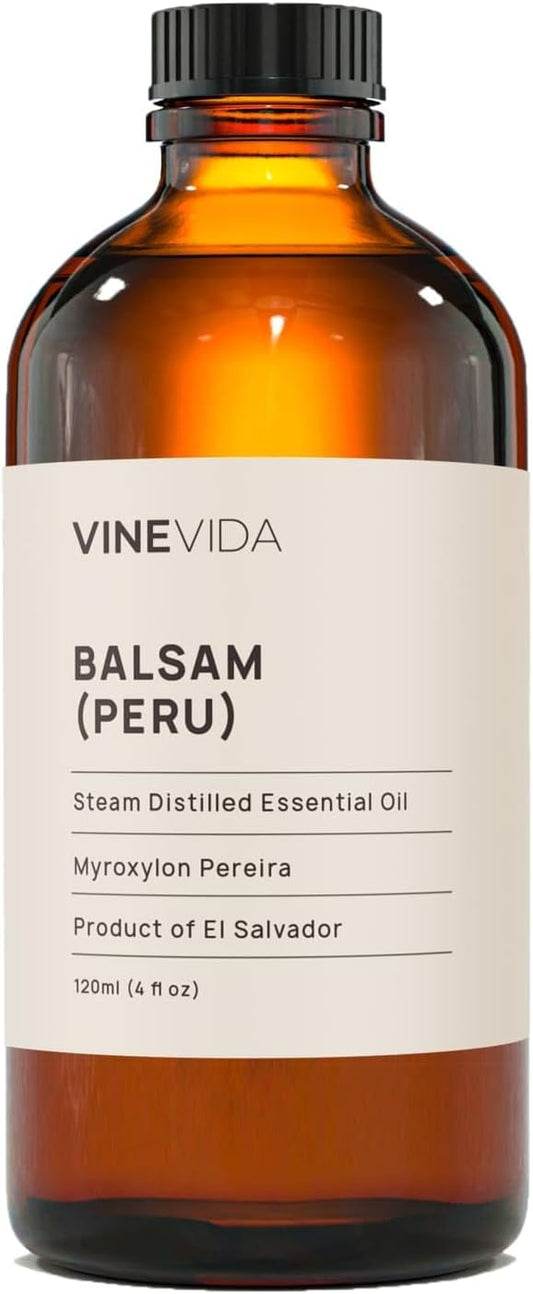 VINEVIDA Balsam (Peru) Essential Oil 4 oz - Undiluted Balsam (Peru) Oil 4 oz - Balsam (Peru) Candle Oil Scent - DIY Candle Scents for Candlemaking - Bulk Essential Oil for Soap Making Safe for Skin