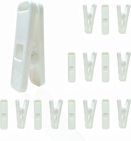 Strong Plastic Clothespins - 16 Pack Heavy Duty Laundry Clothes Pins, Non-Slip Pegs, Chip Clips, Hanger Clip, Rustless, Windproof, Heatproof - White