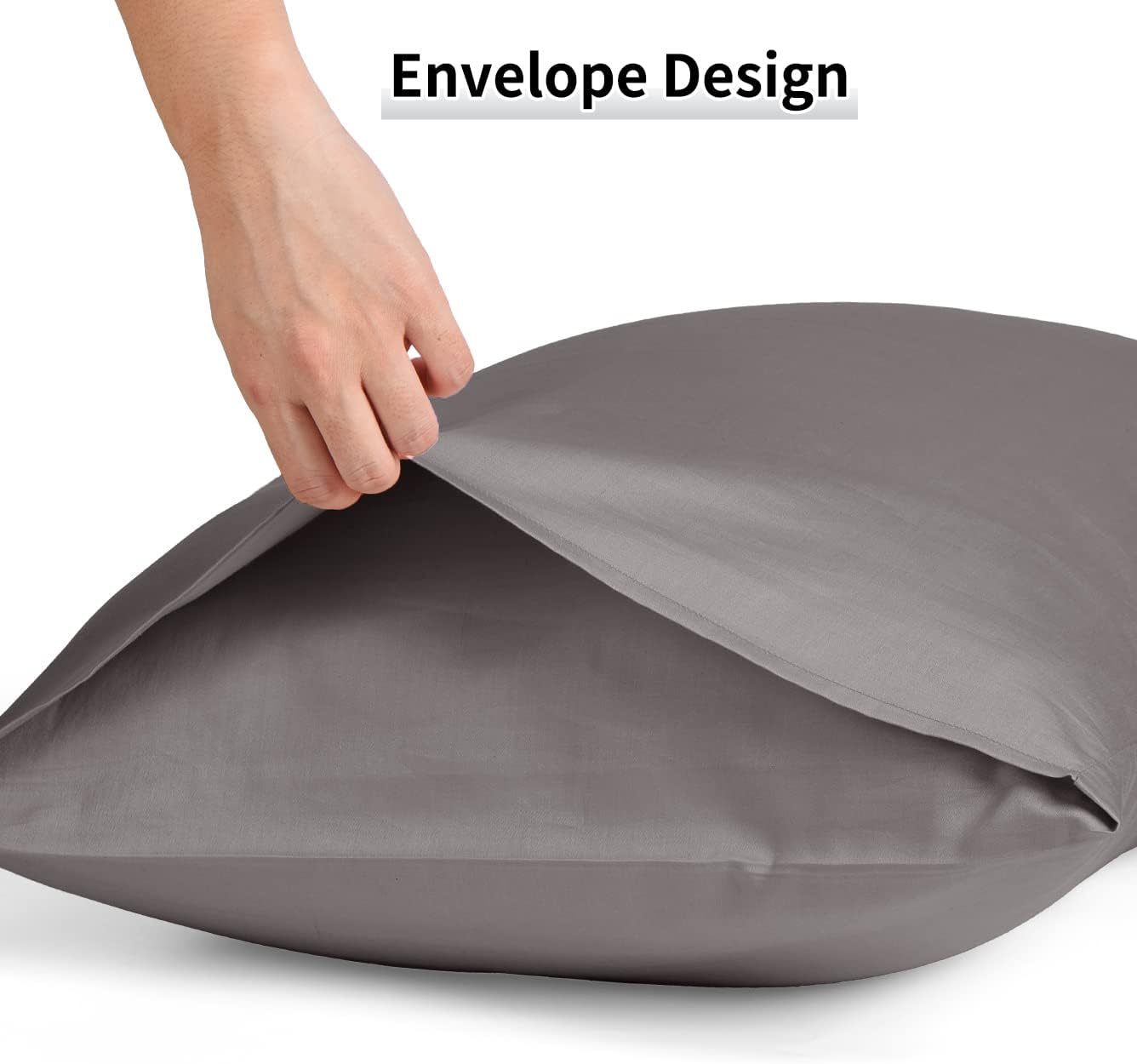 Warmstar Cotton Pillow Cases Standard Size Set of 2, 600 Thread Count Pillowcases 20x26 Inches, Soft Long Staple Cotton Pillowcases Breathable with Envelope Closure,Dark Grey