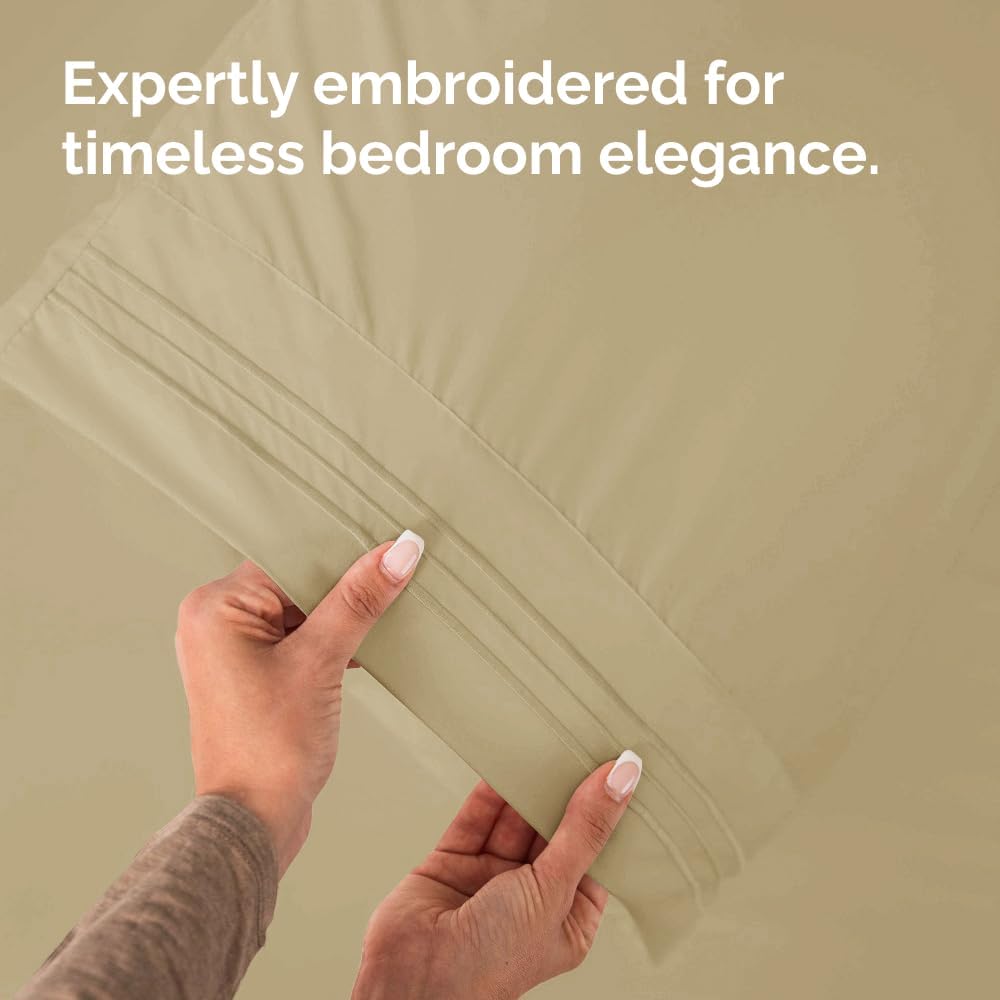 Queen Pillow Cases Set of 4 - Ultra Soft Hotel Quality Pillowcase Covers - Comfy, Cozy & Wrinkle Free - Shrinkage, Stain and Fade Resistant - Machine Washable Pillow Protectors - 4 Piece Set - Beige