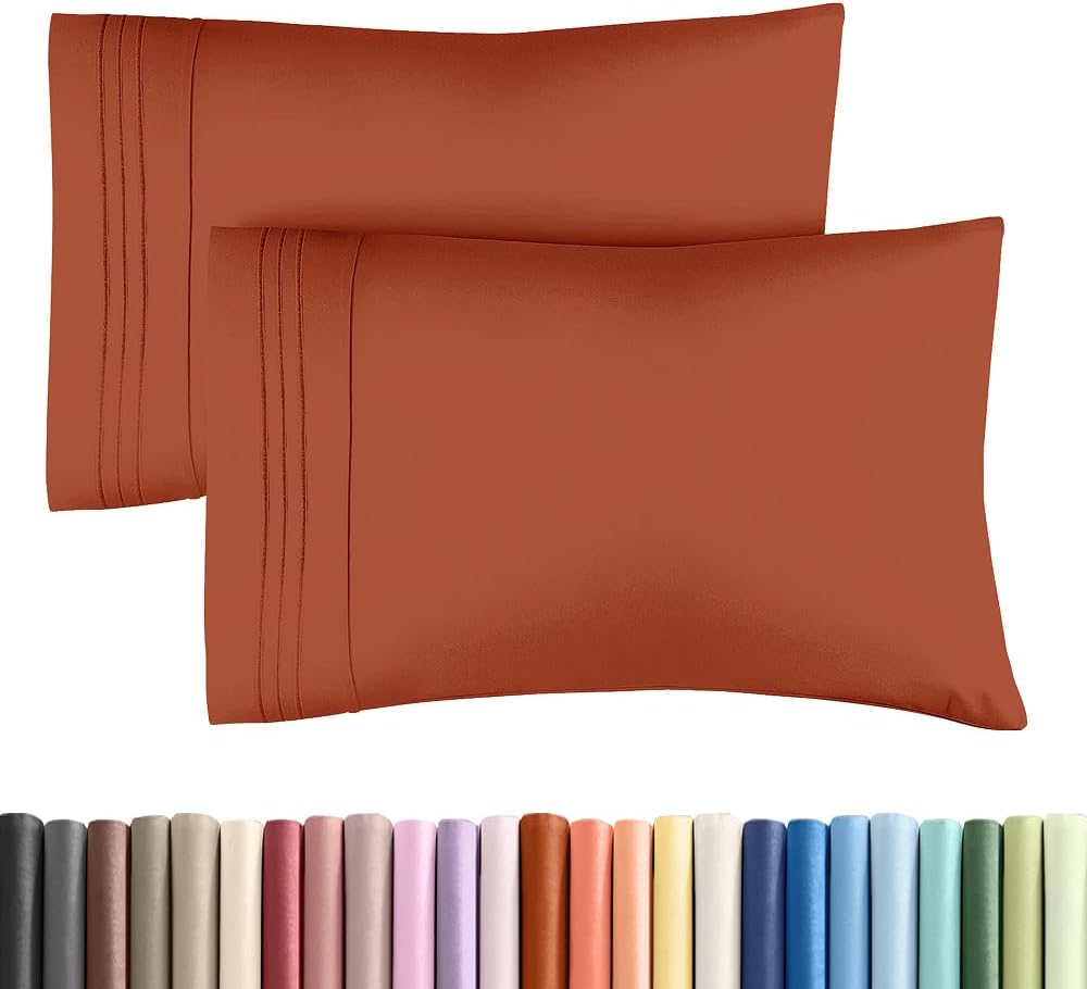 Standard Pillow Cases Set of 2 - Soft Hotel Quality Pillowcase Covers - Comfy & Wrinkle Free - Stain and Fade Resistant - Machine Washable Pillow Protectors - 2 Piece Set - Standard Size Terracotta