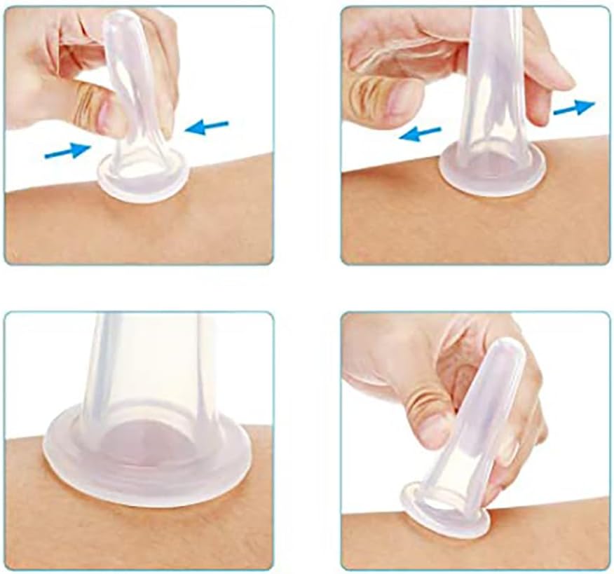 4 Pieces Facial Cupping Therapy Set Anti Cellulite, Silicone Vacuum Cupping Cups for Face and Eye Cupping Massage Manual Back Massagers (2 Small + 2 Large) (Transparent 2PCS)