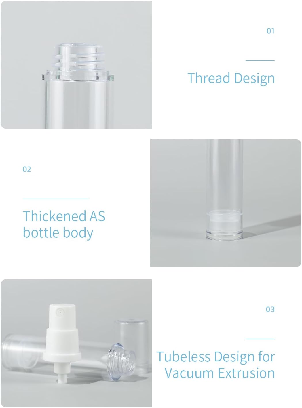 6 Pack 0.17 oz Plastic Empty Airless Pump Bottles Travel Size Refillable Leakproof Containers for Skincare Cosmetics Toiletries TSA Approved‌