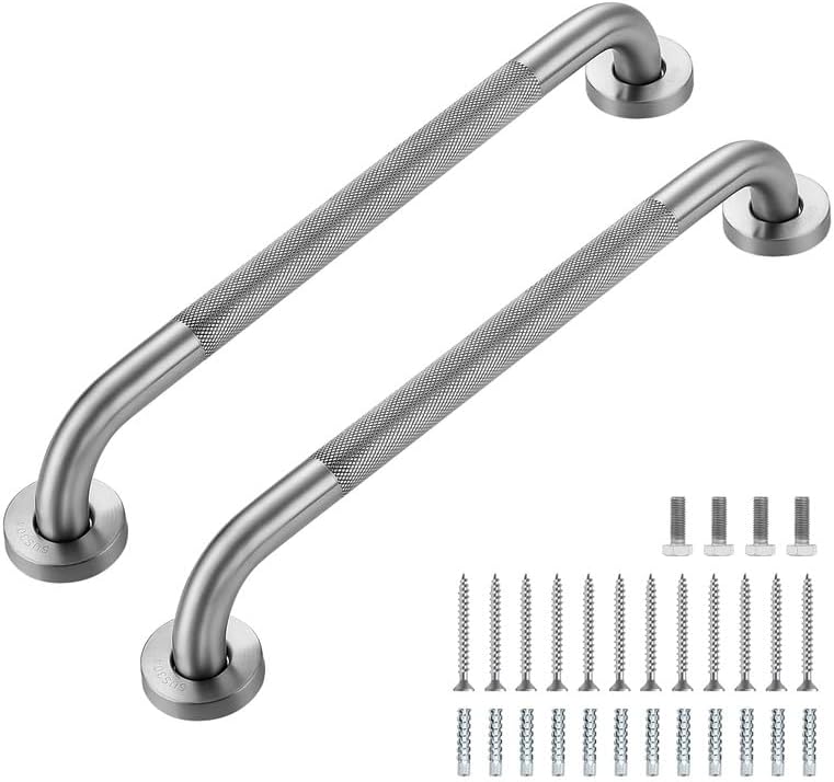 Grab Bars for Shower, 2 Pack 18-Inch Anti Slip Shower Handles for Elderly, Safety Shower Grab Bar, Stainless Steel Handicap Grab Bars for Bathroom,Toilet (Brushed Nickel, 1" Diameter)