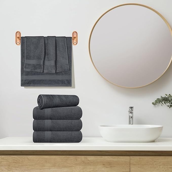 Premium 100% Cotton Hand Towels – Pack of 24, 16x27 Inch – Quick-Dry, Highly Absorbent Salon Towels for Hair Care, Gym, Spa & Bathroom – Charcoal Grey