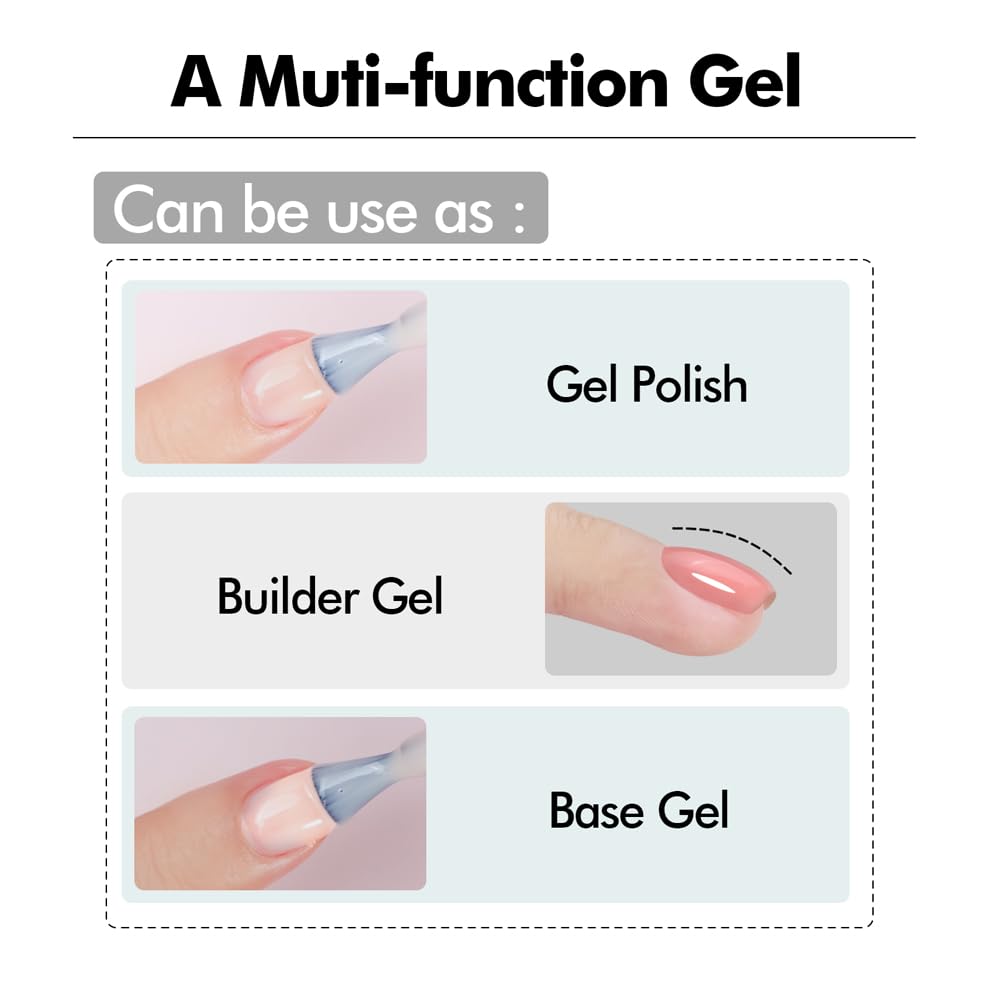 FZANEST Hema-Free Nude Gel Polish Rubber Base Set, 6 Colors Self-leveling Quick Builder Gel for Nail Overlays Sculpting Repair French Tips Base Colors Long-Lasting Base Salon-Quality Nails At Home