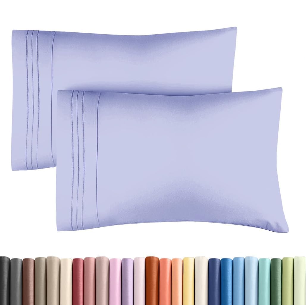 King Pillow Cases Set of 2 - Ultra Soft Hotel Quality Pillowcase Covers - Comfy, Cozy & Wrinkle Free - Shrinkage, Stain and Fade Resistant - Machine Washable Pillow Protectors - 2 Piece Set - Lavender