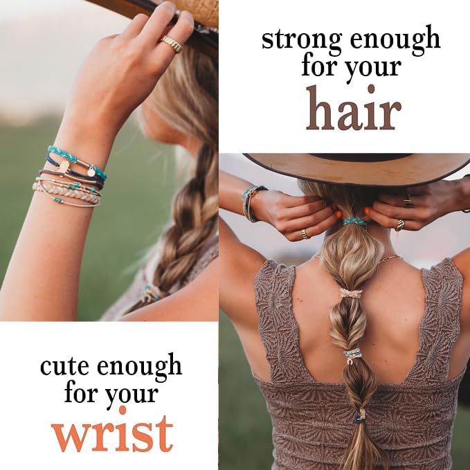 K'lani Hair Tie Bracelets for Women - Elastic Hair Bands That Double as Stylish Jewelry - Stride - Large