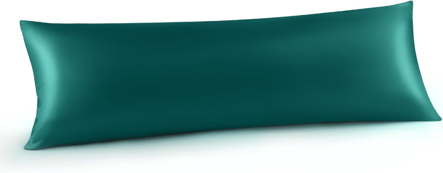 INFIIXSO Body Pillow Cover with Zipper, Luxury Mulberry Silk Body Pillow Case 20x54 Inches, Ultra Smooth and Soft Cooling Long Pillowcase, Gift for Women, Men(Teal)