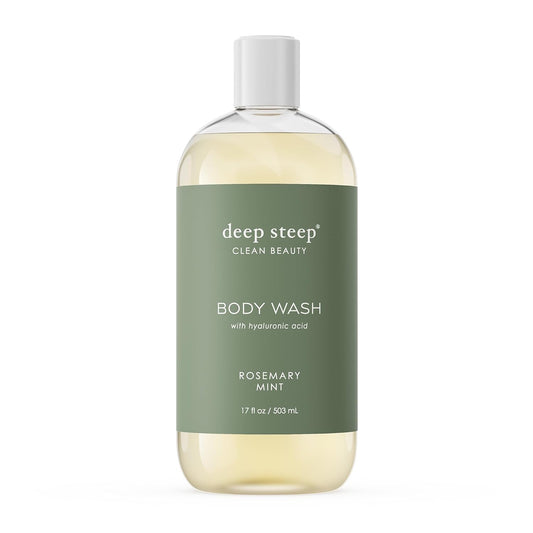 Deep Steep Body Wash, Rosemary Mint, 17 oz – Hydrating Shower Gel with Hyaluronic Acid, Shea Butter, Aloe Vera & Argan Oil – Vegan, Clean Beauty, Clean & Refreshed Skin