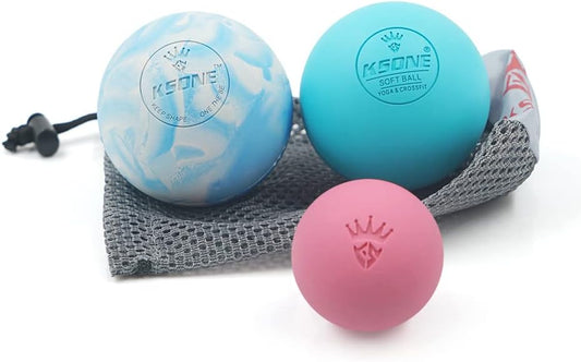 KSONE Massage Lacrosse Balls -Massage Balls for Myofacial Release&Trigger Point Therapy-Set of 2-Hard Lacrosse Massage Ball &Soft Massage Ball with one mini Ball