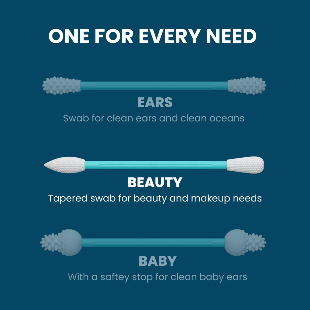 LastSwab® Reusable Cotton Swabs for Gentle and Eco-Friendly Beauty Routines - The Sustainable Alternative to Single-Use Q Tips - Zero Waste & Easy to Clean - Comes with a Convenient Travel Case Holder