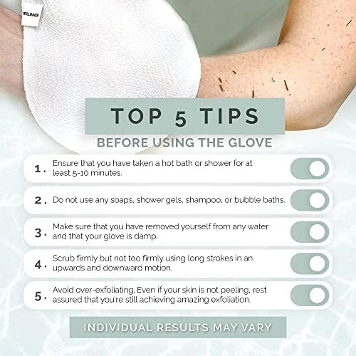 Wildpier Beauty Exfoliating Glove 2 Pack Mitt Body Scrub for Bath Shower Spa Hand Exfoliator Gloves, Dead Skin Cell Remover, Plant Based Deep Exfoliation Scrubber, White