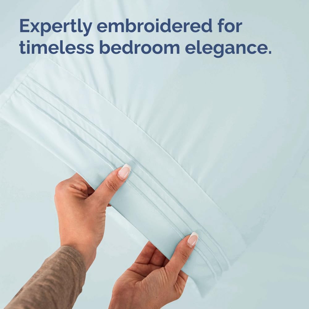 King Standard Pillow Cases Set of 2 - Soft Hotel Quality Pillowcase Covers - Comfy, Cozy & Fade Free - Wrinkle Resistant - Machine Washable Pillow Protectors - 2 Piece Set - King Standard Ice Blue