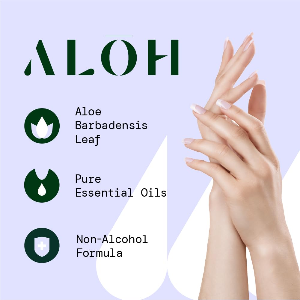 ALŌH Sanitizing Hand Mist 3-pack | Peppermint Eucalyptus + Aloe | 70% Alcohol Hydrating Hand Sanitizer Spray with Essential Oil, for Kids & Adults | 2oz Travel Size Bottle (Set of 3)