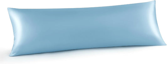 INFIIXSO Body Pillow Cover with Zipper, Luxury Mulberry Silk Body Pillow Case 20x54 Inches, Ultra Smooth and Soft Cooling Long Pillowcase, Gift for Women, Men(Light Blue)