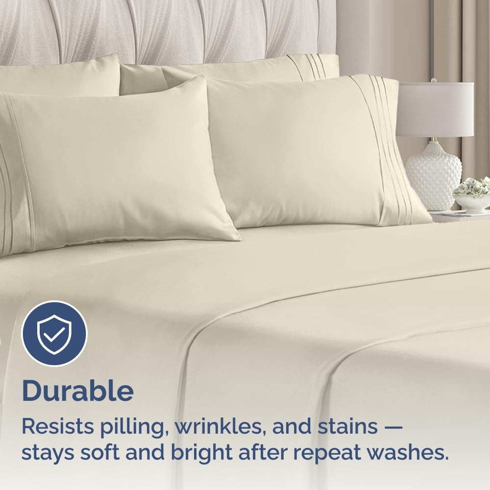 King Pillow Cases Set of 6 - Ultra Soft Hotel Quality Pillowcase Covers - Comfy & Wrinkle Free - Shrink, Stain and Fade Resistant - Easy-Care, Machine Washable Pillow Protectors - 6 Piece Set - Wheat