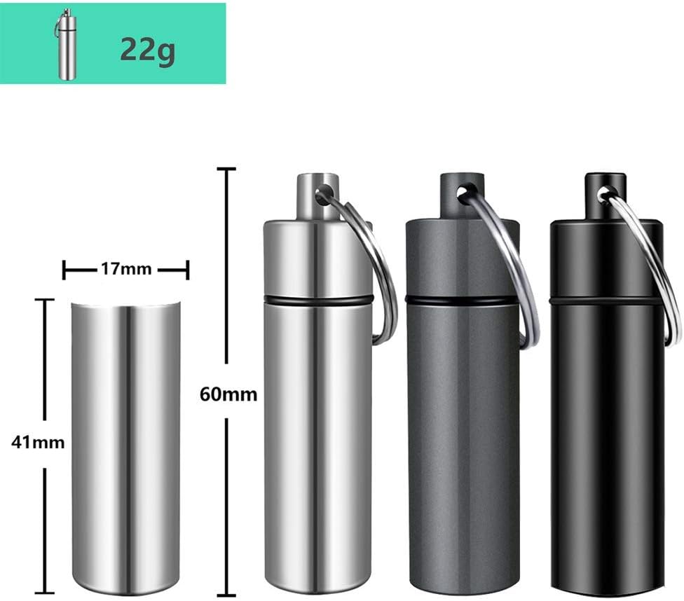 3 Packs Keychain Pill Holder, EFFIET Waterproof Pill Fob Case Box Outdoor Container for Emergency Medicine Drugs, Foam Earplug Storage Case with Ear Plugs (Silver-Matt-Black)