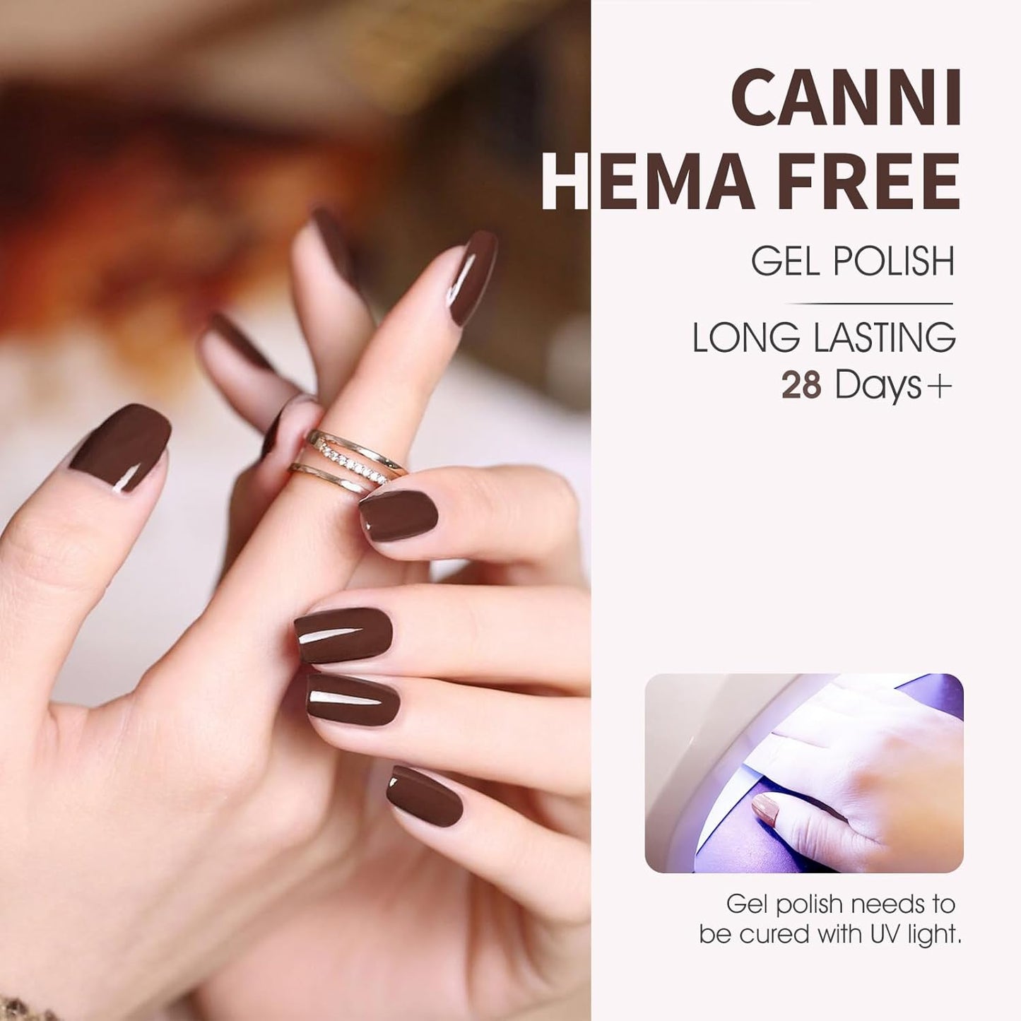 CANNI 6 Colors 9 ML Hema-Free Brown Gel Nail Polish Set, Dark Chocolate Brown Gel Polish Kit Fall Light Colors, Soak Off LED Nail Gel Manicure Kit DIY at Home Salon Gifts