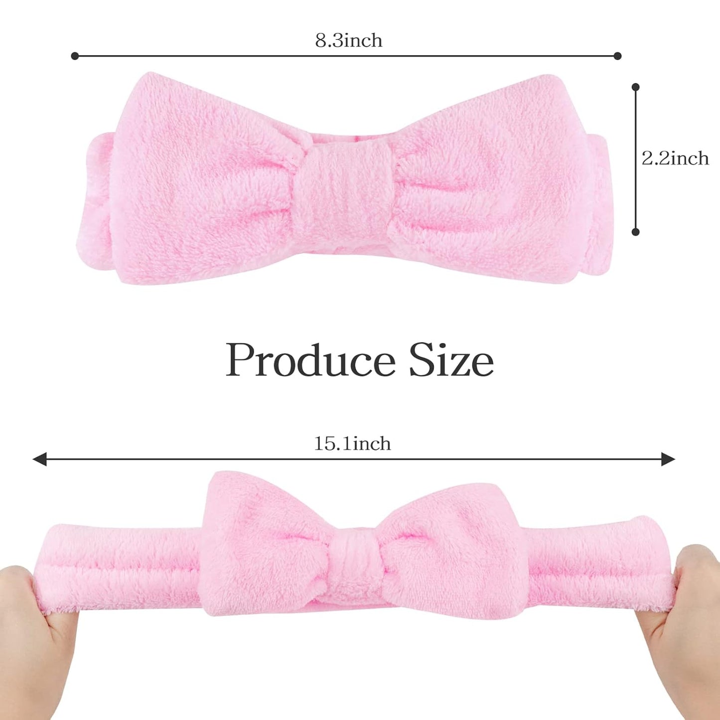 6 Pcs Fluffy Spa Headbands with Bow Style, Soft Coral Fleece for Face Washing, Makeup, Shower, and Yoga