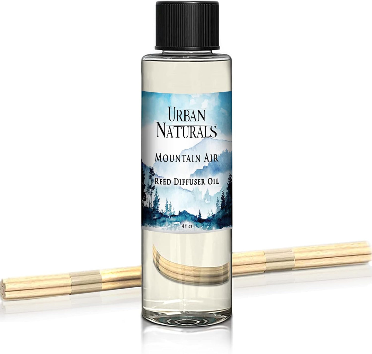 Urban Naturals Mountain Air Scented Oil Reed Diffuser Refill | Includes a Free Set of Reed Sticks! Fresh Herbs, Birch, Pear, Sage & Amber Fragrance Notes | 4 oz.