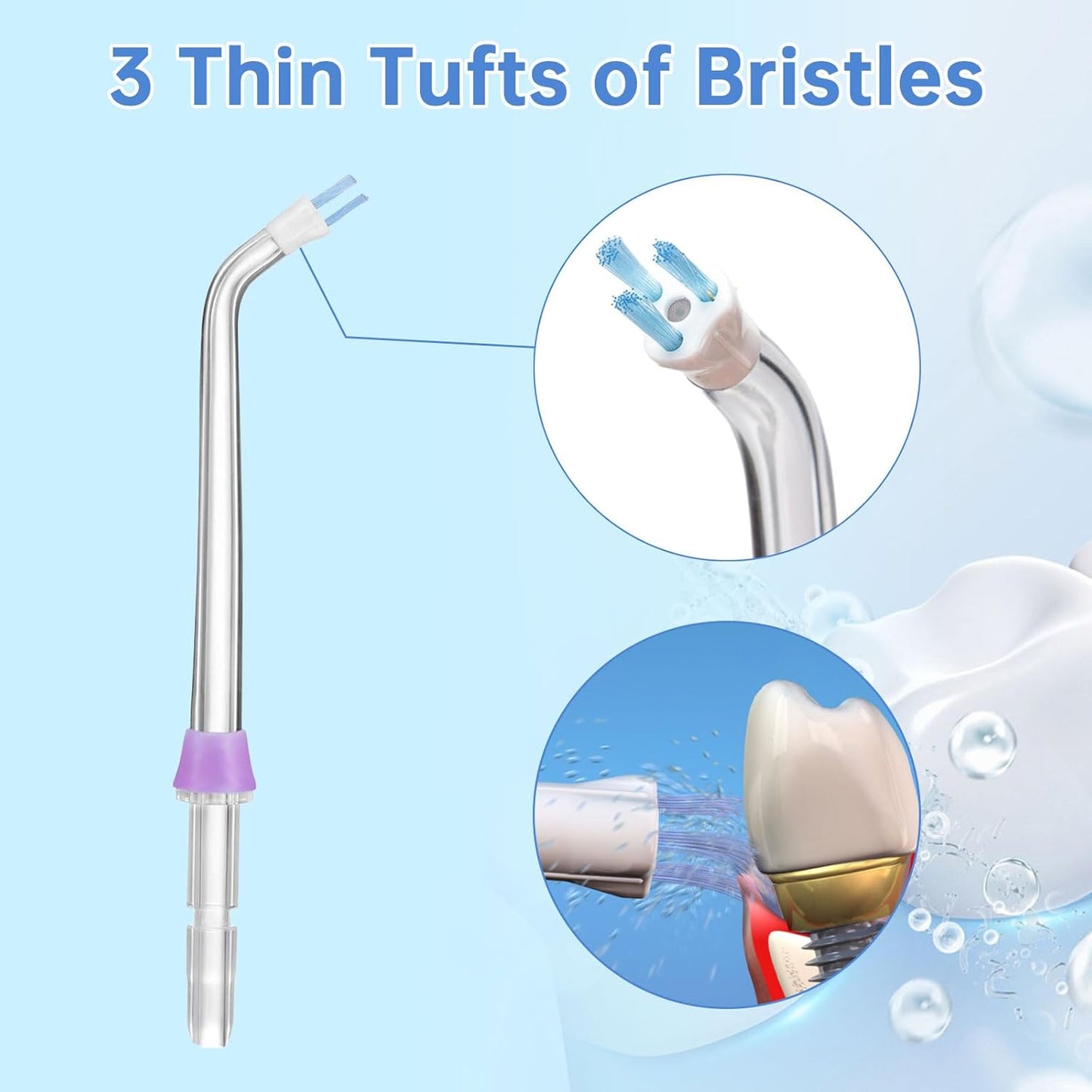 3 Pack Replacement Tips Compatible with BURST Electric Water Flosser, Water Flosser Replacement Heads for Burst Replacement Parts