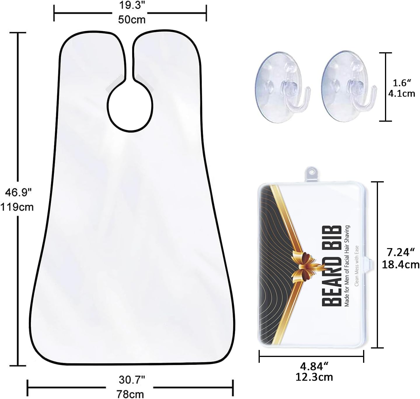 Beard Bib Apron, Beard Trimming Catcher for Men Shaving Hair Clippings Non-Stick Waterproof Grooming Cloth