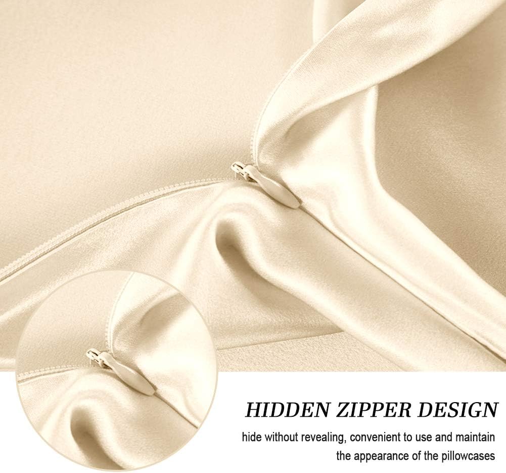 100% Mulberry Silk Pillowcases Set of 2 for Hair and Skin and Super Soft and Breathable Queen Size Nature Silk Pillowcases (Queen, Buff Beige)