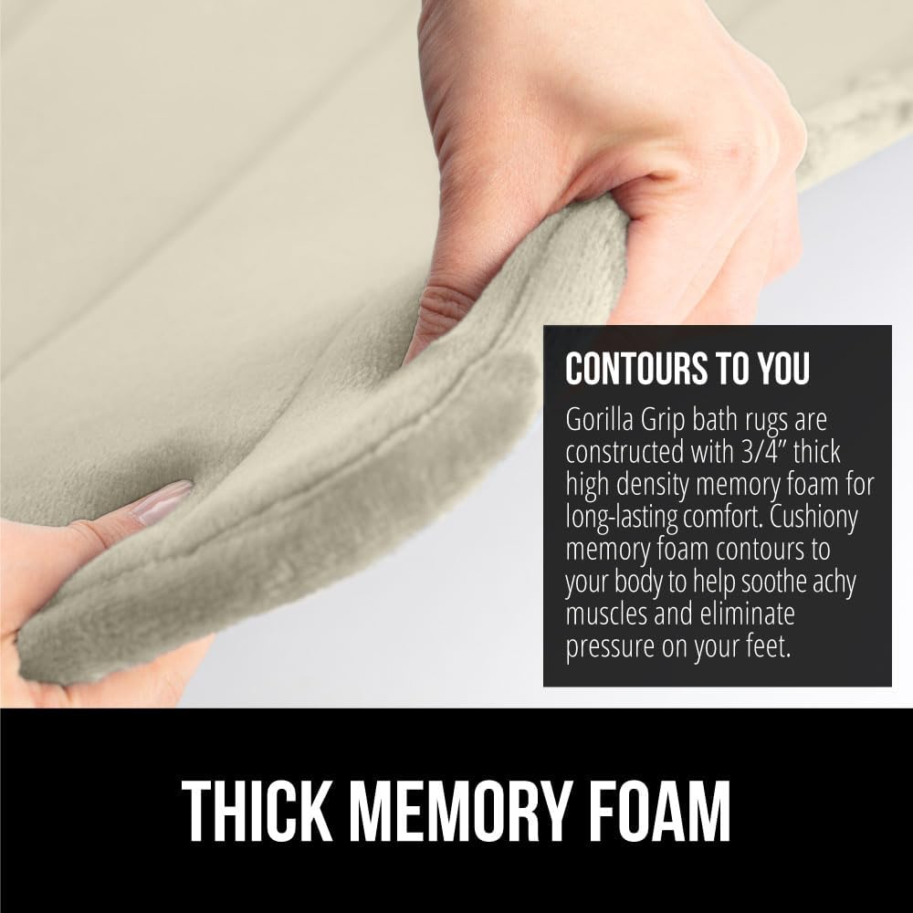 GORILLA GRIP Memory Foam Bath Mat, Soft Absorbent US Designed Bathroom Rug, Gripping Dots Machine Washable Bathmat, Cushioned Floor Mats, Shower Sink Rugs Room Décor Accessories, 36x24 Champagne