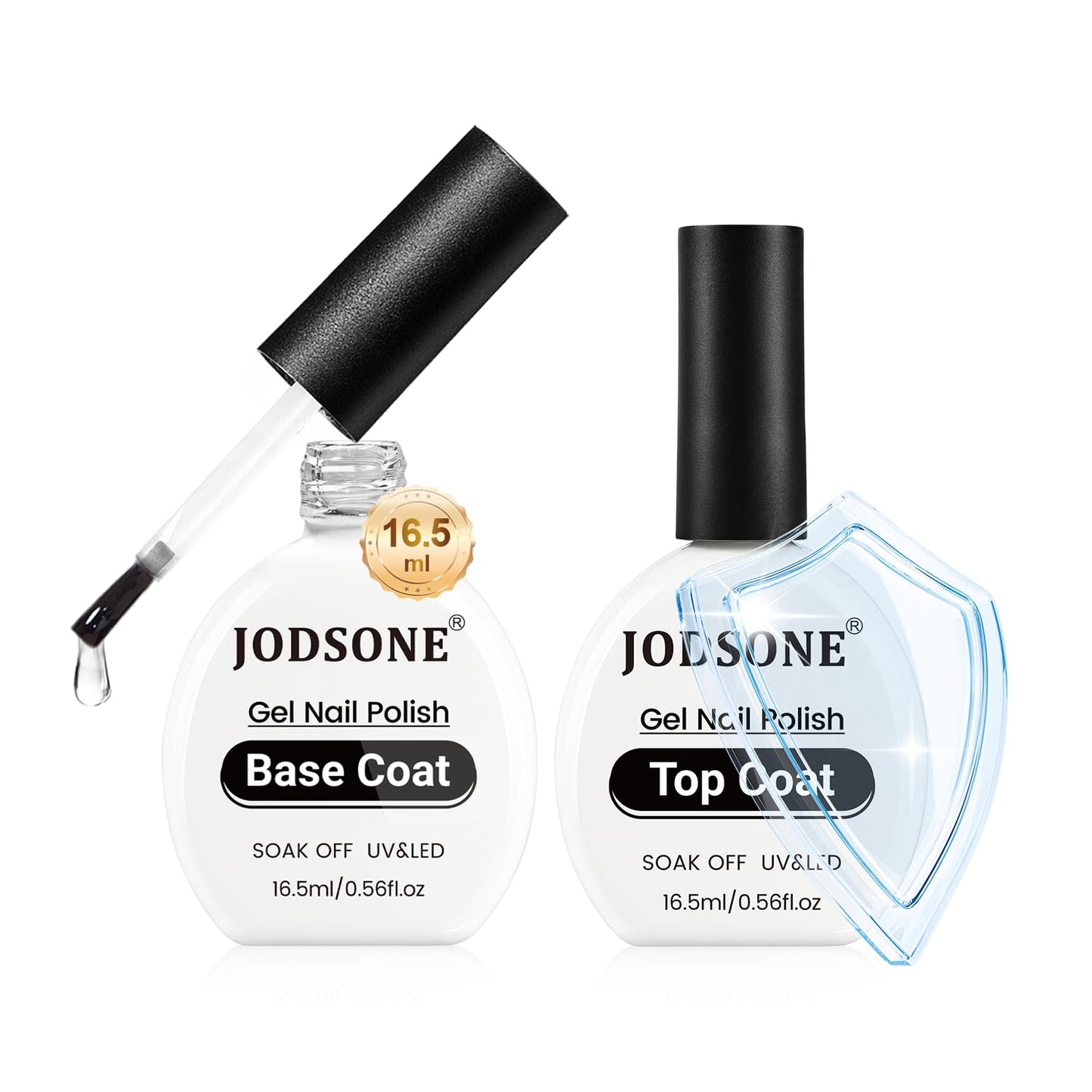 JODSONE 2Pcs 16.5ml Top Coat Base Coat Gel Polish Set No Wipe Clear Long Lasting Need U V Lamp Cured at Home DIY Nail Salon Girl Gift