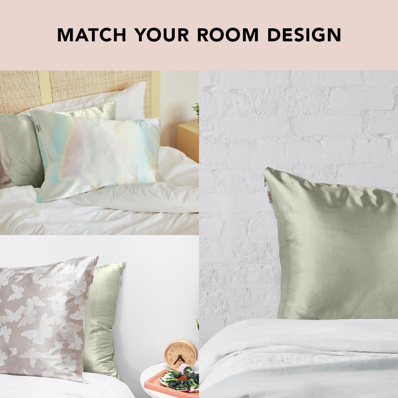 Kitsch Satin Pillowcase with Zipper for Hair & Skin, Softer Than Silk Pillow Cases Queen, Wrinkle-Free, Smooth and Cooling Satin Pillow Covers, Standard Size 19"x26" - Sage