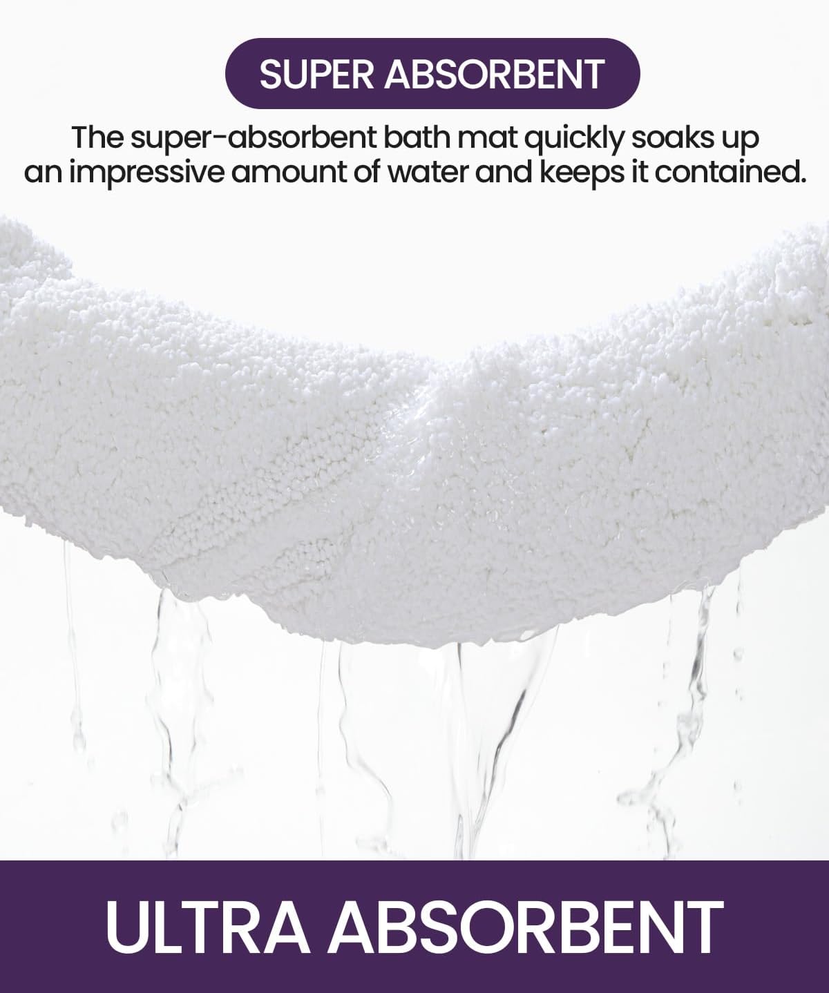 DEXI Bathroom Rugs 43x24, Washable Non Slip Bath Mat for Shower Floor, Absorbent Quick Dry Bathmat with Rubber Backing, Ultra Soft Plush Carpet for Tub, White