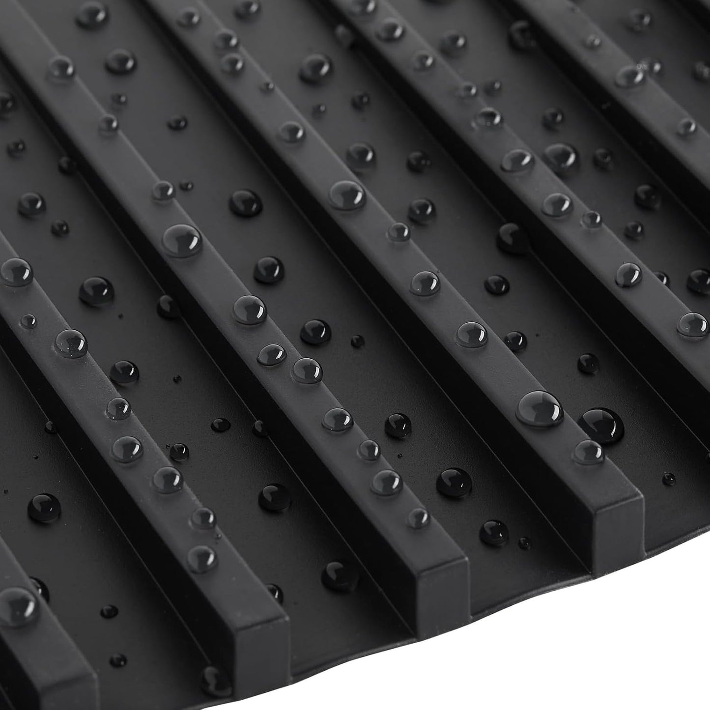 Talented Kitchen Self-Draining Silicone Dish Drying Mat - Sloped Silicone Countertop Drain Mat & Dish Drying Pad for Kitchen Counter - 15 x 8 in Black