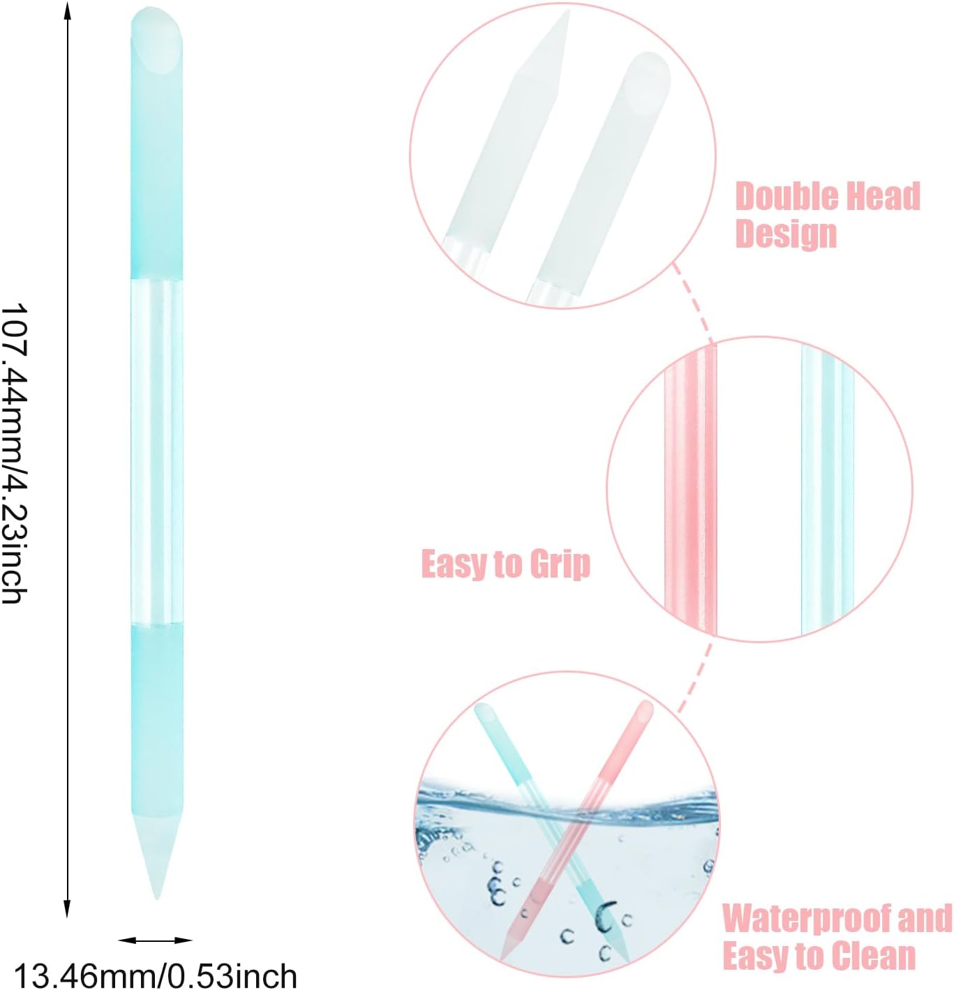 4Pcs Glass Cuticle Pusher, Crystal Cuticle Pusher Glass File, Dual-Ended Manicure Stick, Professional Precision Filing Cuticle Remover, Manicure Pedicure Tools for Nails and Cuticles Care…