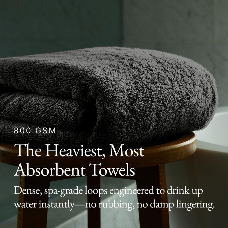 Italic Ultraplush 100% Australian Cotton Bath Sheets - Set of 2 Luxury Extra Large Heavy Duty Bath Sheets, 800GSM Plush and Absorbent, Bath Sheets for Hotels, Bath, Gym & Spa (Charcoal)