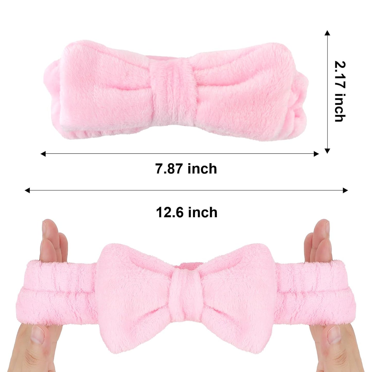 Ondder Spa Terry Cloth Skincare Headbands for Women - 8 Pcs Cute Bow Hair Bands for Makeup, Face Wash and Skin Care